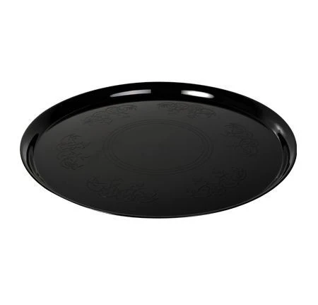 Fineline Settings 7601-BK Platter Pleasers Supreme Black Round Plastic Serving Tray 16" - 25 Pcs 1 Fineline Settings 7601-BK Platter Pleasers Supreme Black Round Plastic Serving Tray 16" - 25 Pcs