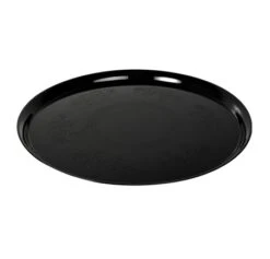 Fineline Settings 7801-BK Platter Pleasers Supreme Black Round Plastic Serving Tray 18" - 25 Pcs