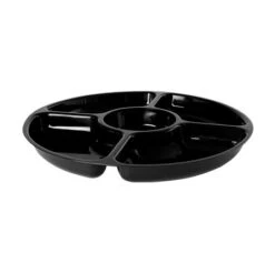 Fineline Settings D12050.BK Platter Pleasers Black Plastic 5-Compartment Tray 12" - 2 Doz