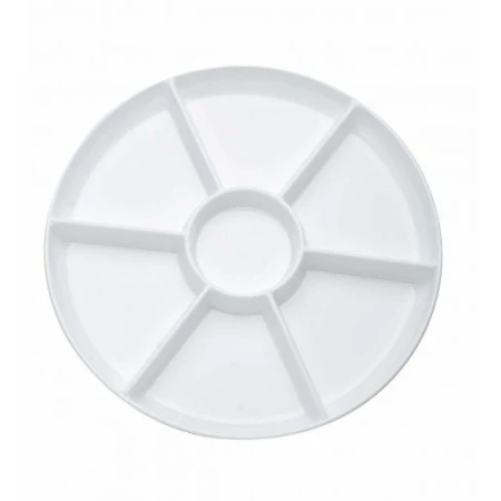 Fineline Settings D16777.WH Platter Pleasers White Plastic Low 7-Compartment Tray 16" - 1 Doz 1 Fineline Settings D16777.WH Platter Pleasers White Plastic Low 7-Compartment Tray 16" - 1 Doz
