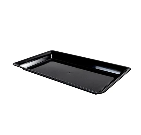Fineline Settings RC471.BK Platter Pleasers Black Rectangular Plastic Serving Tray 10" X 8" - 25 Pcs 1 Fineline Settings RC471.BK Platter Pleasers Black Rectangular Plastic Serving Tray 10" X 8" - 25 Pcs