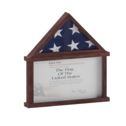 Flash Furniture HMHD-22M192Y-MHG-GG Flag And Certificate Display Case, Fits 9" X 5" Folded Burial Flag, Mahogany Finish