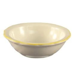 CAC China SC-11G Seville Scallop Edge Fruit Dish 1/2 With Gold Band 5 Oz., 4 3/4" - 3 Doz