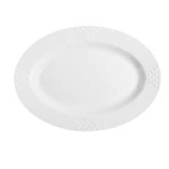 GET Enterprises OP-618-W Diamond White Oval Platter 18" X 13-1/2" - 1 Doz