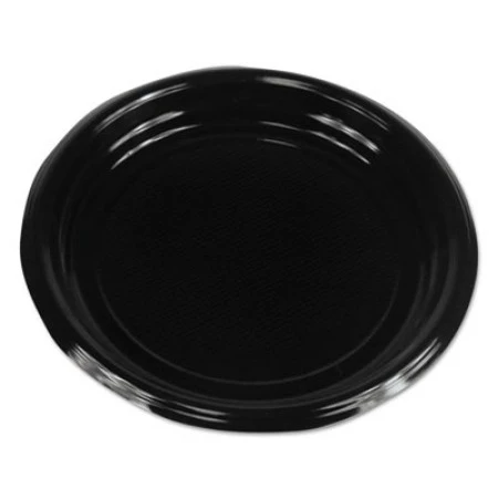 Hi-Impact Plastic Dinnerware, Plate, 9" Diameter, Black, 500/Carton 1 Hi-Impact Plastic Dinnerware, Plate, 9" Diameter, Black, 500/Carton