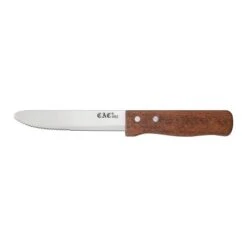 CAC China KWSK-50 Jumbo Round Tip Steak Knife, Wood Handle 5" - 1 Doz