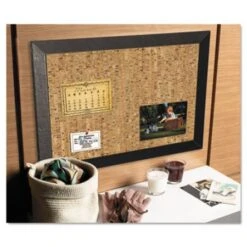Natural Cork Bulletin Board, 36x24, Cork/Black
