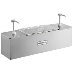 Nemco 88100-CB-1 Stainless Steel Condiment Bar With Two 3 Qt. Pumps And 6.1 Qt. Condiment Pan 26"