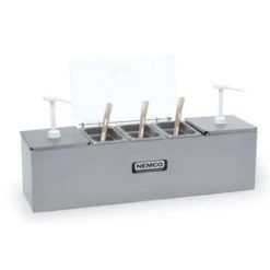 Nemco 88100-CB-2 Stainless Steel Condiment Bar With Two 3 Qt. Pumps And 1.1 Qt. Condiment Trays 26"