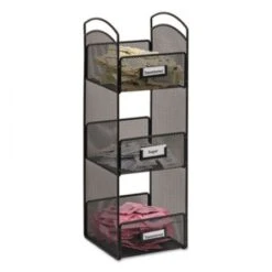 Safco Onyx Black Steel Mesh 3 Compartment Condiment Organizer