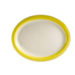 CAC China R-14NR-Y Rainbow Yellow Narrow Rim Oval Platter 13 1/2" - 1 Doz