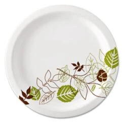 Dixie Pathways Soak-Proof Shield Mediumweight Paper Plates, 6 7/8", Grn/Burg, 500/Ct