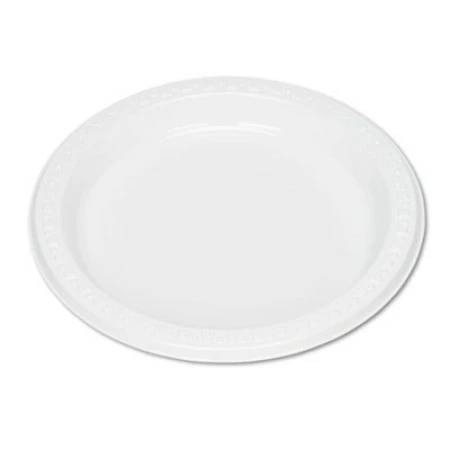 White Plastic Dinnerware Plates, 7", 125/Pack 1 White Plastic Dinnerware Plates, 7", 125/Pack