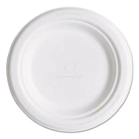 Eco-Products Renewable & Compostable Sugarcane Plates, 6", 1000/Carton 1 Eco-Products Renewable & Compostable Sugarcane Plates, 6", 1000/Carton