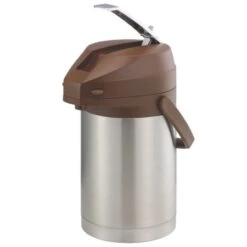 Service Ideas CTAL22BR Stainless Steel Lined Airpot With Lever, Brown Top 2.2 Liter