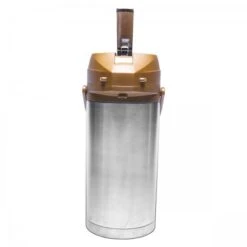 Service Ideas CTAL37BR Stainless Steel Lined Airpot With Lever, Brown Top, 3.7 Liter