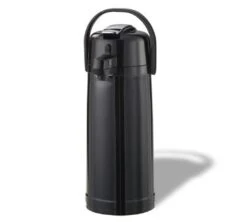 Service Ideas ECALS22PBLK Eco-Air Stainless Steel Lined Black Lever Lid Airpot 2.4 Liter