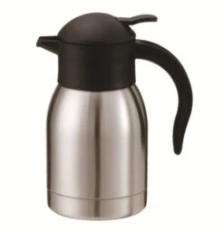 Service Ideas SJ60SS SteelVac Stainless Slim Carafe With Push Button Lid, 0.6 Liter
