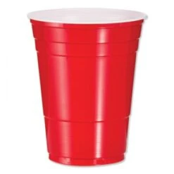 Dart Plastic Party Cold Cups, 16 Oz. Red - 1000 Pcs