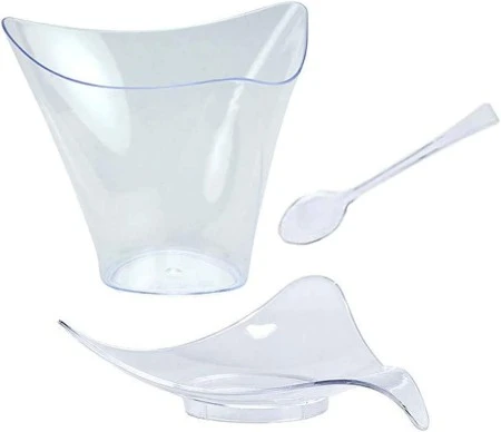 TigerChef 96-Piece Plastic Mini Triangular Dessert Sets 4 Oz. 1 TigerChef 96-Piece Plastic Mini Triangular Dessert Sets 4 Oz.