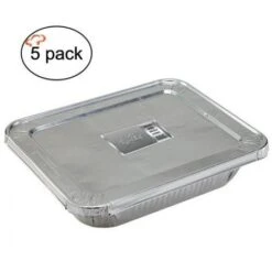 TigerChef Aluminum Half Size Foil Pans And Lids - 5 Sets