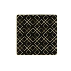 TigerChef Black Gold Art Deco Square Coupe Appetizer Plate 8" - 10 Pcs