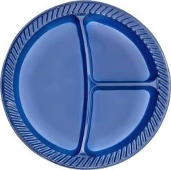 TigerChef Blue Plastic 3 Compartment Divided Plates 10", 32 Plates