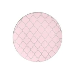 TigerChef Blush Plastic Appetizer Plate With Silver Lattice Pattern 7-1/4" - 10 Pcs