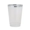 TigerChef Clear Plastic Cups With Silver Trim 12 Oz. - 20 Pcs