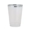 TigerChef Clear Plastic Tumblers With Silver Trim 9 Oz. - 20 Pcs
