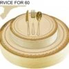 TigerChef Disposable Plastic Plate And Silverware Combo Set, Florid Cream And Gold - Service For 60