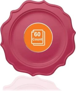 TigerChef Fuchsia Scalloped Rim Disposable Appetizer Plates 8", 60/Pack