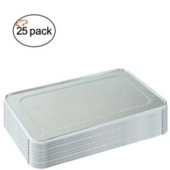 TigerChef Full Size Aluminum Foil Steam Table Pan Lids - 25 Pcs