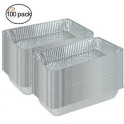 TigerChef Full Size Aluminum Foil Steam Table Pans And Lids - 100 Pcs