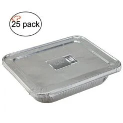 TigerChef Full Size Aluminum Foil Steam Table Pans And Lids - 25 Pcs