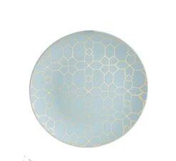 TigerChef Gold Geo Pattern Mint Plastic Dinner Plate 10-1/4" - 10 Pcs