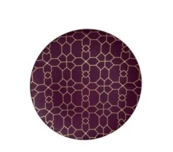 TigerChef Gold Geo Pattern Purple Plastic Appetizer Plate 7-1/4" - 10 Pcs