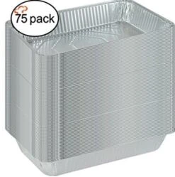 TigerChef Half Size Aluminum Foil Steam Table Pans - 75 Pcs