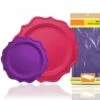 TigerChef Heavy Duty Purple And Hot Pink Scalloped Rim Disposable Party Plates Set With Tablecloth - Service For 24