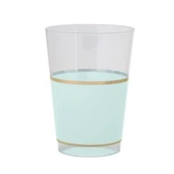 TigerChef Mint With Gold Band Plastic Cups 12 Oz. - 10 Pcs