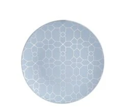 TigerChef Silver Geo Pattern Ice Blue Plastic Appetizer Plate 7-1/4" - 10 Pcs
