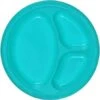 TigerChef Turquoise Plastic 3 Compartment Divided Plate 10", 56/Pack