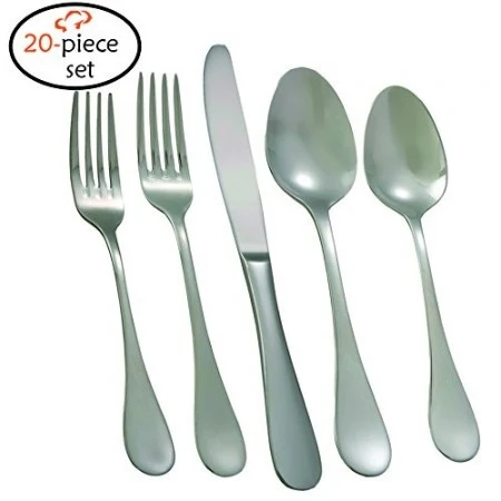 TigerChef Vela Satin 18/8, 20-Piece Flatware Set, Service For 4 1 TigerChef Vela Satin 18/8, 20-Piece Flatware Set, Service For 4