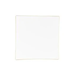 TigerChef White With Gold Trim Square Coupe Plastic Dinner Plate 10-1/2" - 10 Pcs