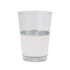 TigerChef White With Silver Band Plastic Cups 12 Oz. - 10 Pcs