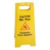TigerChef Yellow Plastic Wet Floor Caution Sign - 4 Pcs