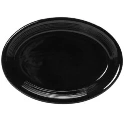 Tuxton CBH-1142 Black Concentrix Oval Coupe Platter 11-1/2" X 8-3/4" - 1 Doz