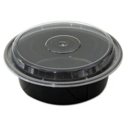 VERSAtainers, Black/Clear, 32 Oz., 7"Dia X 2"H, 150/Carton