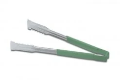 Vollrath 4791270 Jacob's Pride Stainless Steel VersaGrip Tongs With Green Coated Kool-Touch Handle 12"