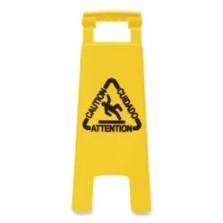 Wet Floor 2-Sided "Caution" Safety Sign, Yellow, 11" X 1-1/2" X 26